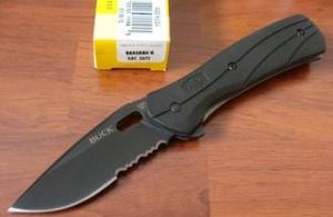 BUCK美国巴克KNIFE 845BKX-B黑色半齿折刀