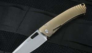 Lion steel 意大利钢狮 TS1 BS 金色钛金属手柄钢本色刃折刀