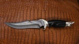 俄罗斯nord crown鲨鱼 手工凹槽版大马士革刀 收藏刀 名刀匕首军刀正品野营刀具(现)