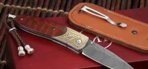 William Henry 威廉亨利B05 Buchanan Damascus and Gold Folding Knife 镶24K黄金 (全球限量50支）