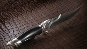 俄罗斯nord crown鲨鱼 手工凹槽版大马士革刀 收藏刀 名刀匕首军刀正品野营刀具(现)